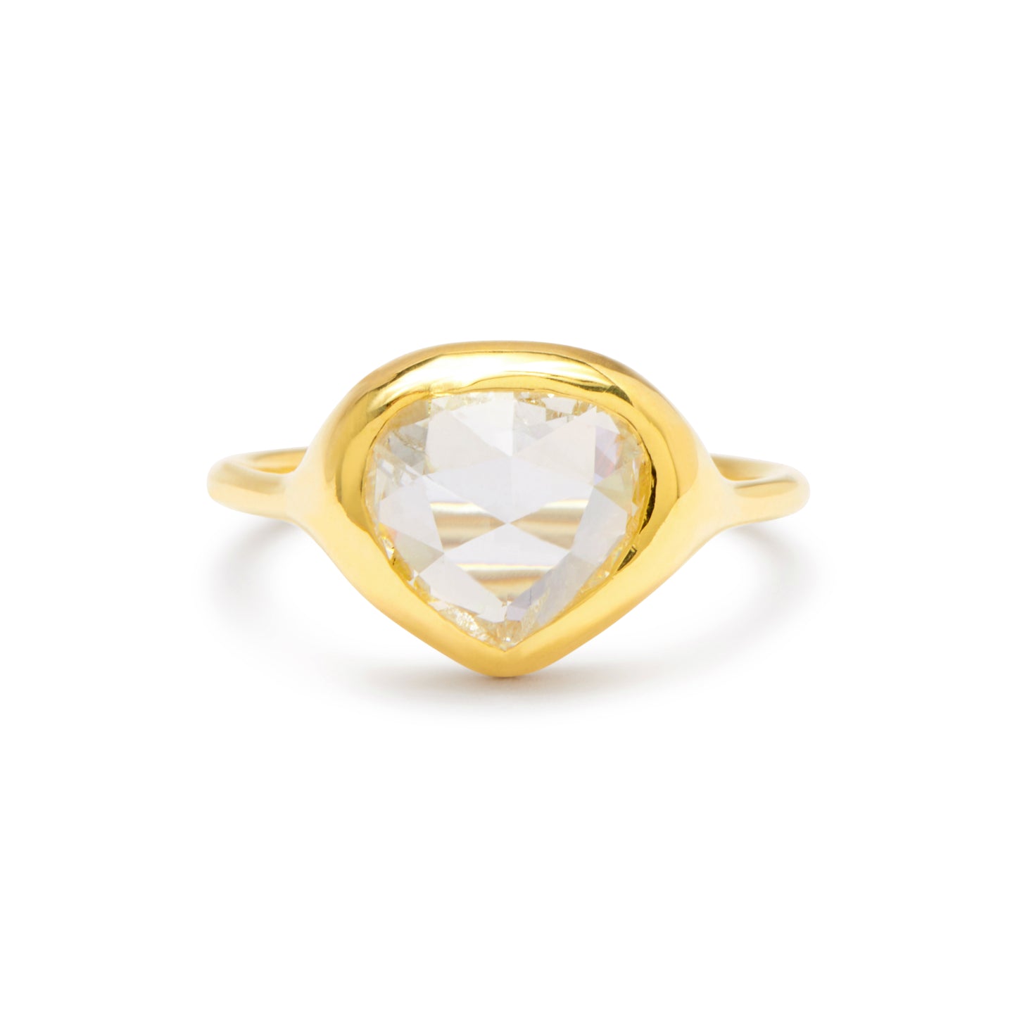 carved ring - heart pear rose cut diamond