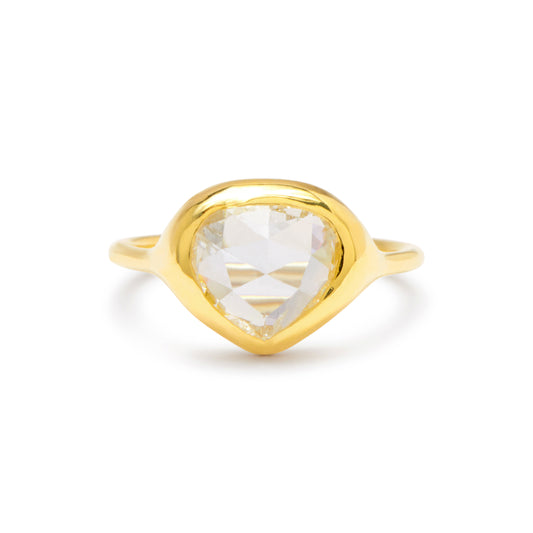 carved ring - heart pear rose cut diamond