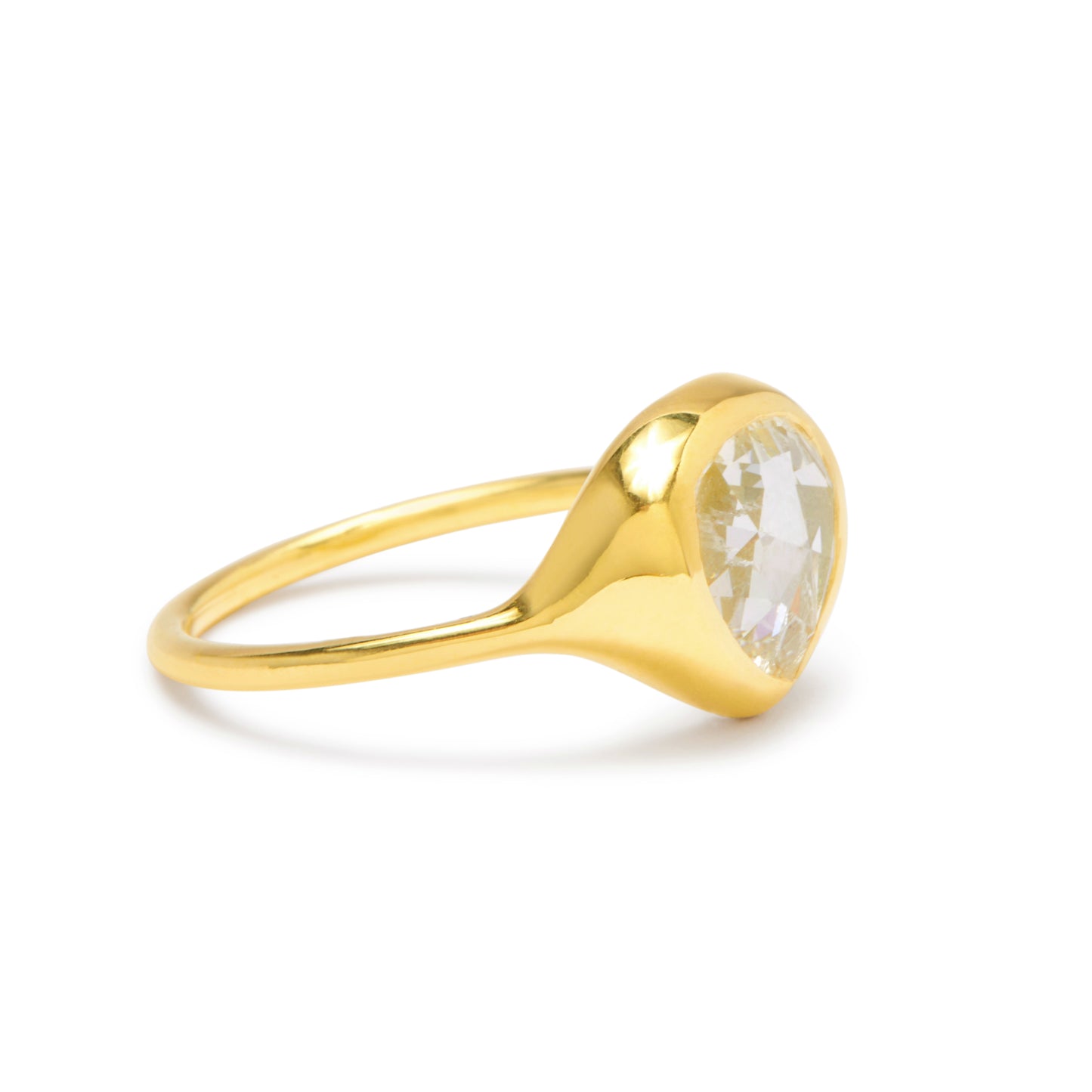 carved ring - heart pear rose cut diamond